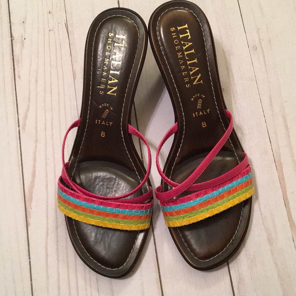 Italian Shoemakers multi colored sandals size 8